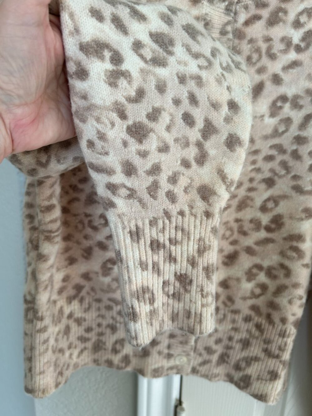 Aerie Softest Classic Leopard Print Button Front Cardigan - Beige/Brown - Size S - Picture 3 of 14